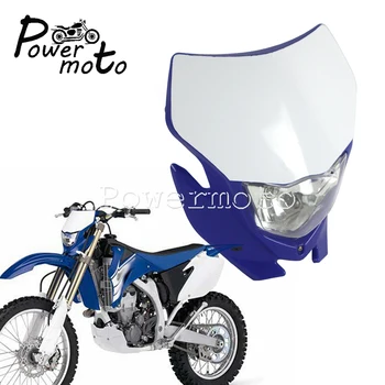 Сине-белая Фара для мотокросса 12V 35W Enduro Dirt Bike Supermoto Head Light Mask для Yamaha WRF250/400/426/450 YZ TTR WR XT MX