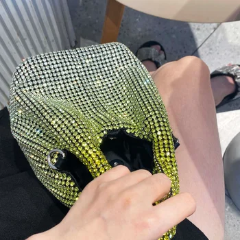 Роскошная сумка-корзина с бриллиантами, дизайнерская брендовая Женская сумка, блестящая сумка через плечо со стразами, сумочка-ведро для вечеринки 2022 г.