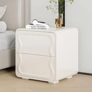 Креативный Кремово-Белый Прикроватный столик Бесплатная установка Современный стиль Деревянные Тумбочки для спальни Шкаф для хранения Гостиничный Столик