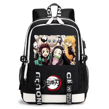 Рюкзак с принтом Demon Slayer, школьная сумка для подростков, детская сумка с аниме, дорожная сумка на открытом воздухе, рюкзак для мальчиков и девочек