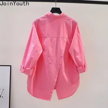 Корейская Блузка Женская С Длинным Рукавом Свободные Рубашки С Разрезом Модные Повседневные Нерегулярные Блузки Негабаритные Топы 2023 Blusas Mujer De Moda
