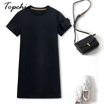 Роскошная Дизайнерская Одежда Женская 2023 Летняя Повседневная Черная футболка С круглым вырезом И Коротким рукавом, Платья Mini Vestidos Para Mujer