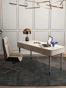 Легкий стол в роскошном стиле, кабинет на каменной плите, комбинация стола и стула, современный и простой офисный стол, офисный настольный компьютер de