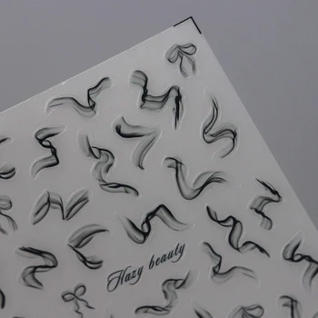 Шикарный черный белый полупрозрачный дизайн тюль бантом стример в 3D самоклеющиеся стикер искусства ногтя старинные кружева маникюр наклейка природных
