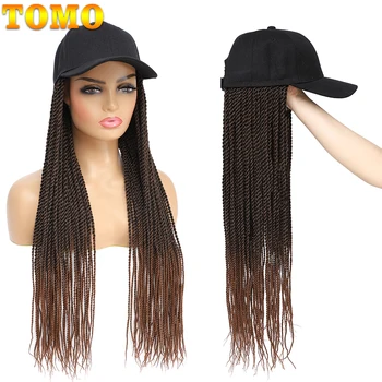 Бейсболка TOMO Шляпа Парик Волосы с вязаными косами для женщин Длинные 24 дюйма Сенегальский твист Прилагается к шляпе Парик для девочек