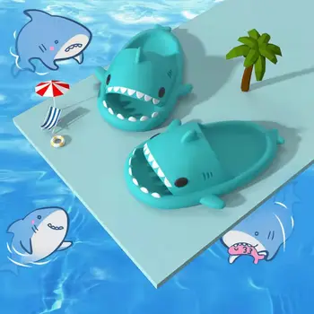 Лето 2022 г. Женские тапочки с акулами Мультяшные слайды Унисекс Мужские пляжные сандалии EVA для ванной комнаты Детские тапочки для малышей Детская обувь
