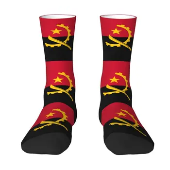 Забавные мужские носки с флагом Анголы, Унисекс, Теплые Удобные Носки для экипажа Angolan Pride с 3D-принтом