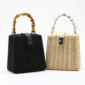 Женская сумка, плетеная пляжная сумка ручной работы, роскошные сумки через плечо, богемная соломенная сумка, сумки через плечо, маленькая коробка