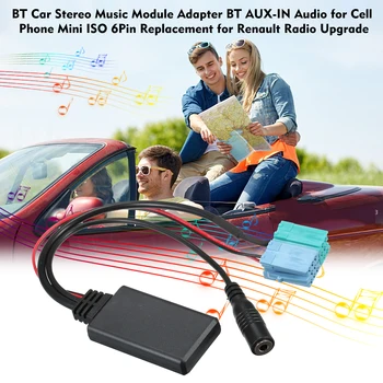 Автомобильный стереомузыкальный модуль Адаптер BT AUX-IN Аудио для мобильного телефона Pad Mp3 Mini Замена ISO 6Pin для обновления радио Renault