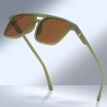 Новые мужские солнцезащитные очки для вождения pilot в квадратной оправе с двойным поляризационным лучом, деловые повседневные солнцезащитные очки оптом