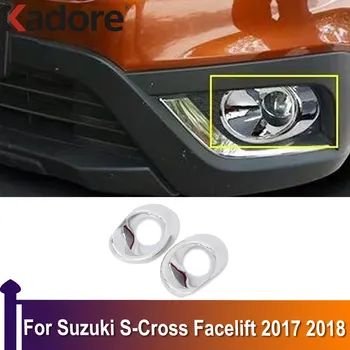 Для Suzuki S-Cross facelift 2017 2018 Хромированные накладки на передние противотуманные фары Рамка Наклейки Автомобильные Аксессуары