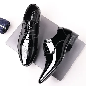 Мужские свадебные туфли из искусственной кожи, официальные деловые мужские модельные туфли с острым носком, мужские оксфорды на плоской подошве, дизайнерская мужская обувь размера Плюс 48