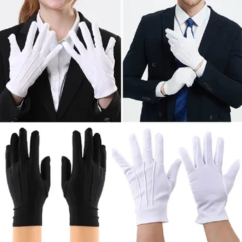 Хлопчатобумажная перчатка 1Р, Однотонные Перчатки для церемонии, Солнцезащитный крем, Эластичные Мягкие Перчатки, Смокинг Для вождения, Рабочие перчатки для сервировки