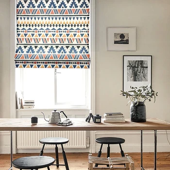 Плоские римские шторы с американским геометрическим абстрактным рисунком и фурнитурой в комплекте, изготовленные на заказ Шторы для гостиной