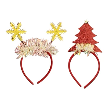 Студенточки в рождественском стиле, умывающие лицо, повязка для волос, сверкающие повязки на голову в форме снежинки, Рождественская елка, обруч для волос с блестками, T8NB