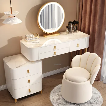 Скандинавский Туалетный столик из массива дерева Мебель для спальни Домашний Современный белый комод Стол для макияжа Туалетный столик с зеркалами для спальни