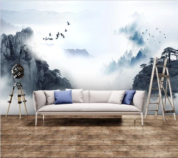 настенная роспись wellyu на заказ, новый китайский пейзаж тушью, художественная концепция пейзажа, фон для рисования, обои для телевизора