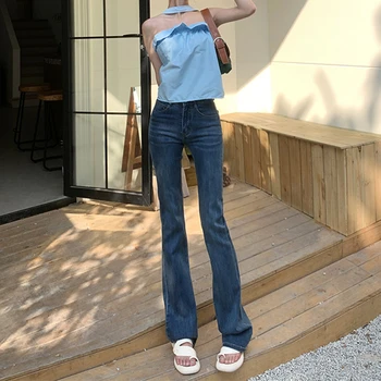 Женские расклешенные джинсы С высокой талией, свободные широкие брюки, эластичные модные джинсовые брюки в стиле бойфренда, брюки Pantalon Femme
