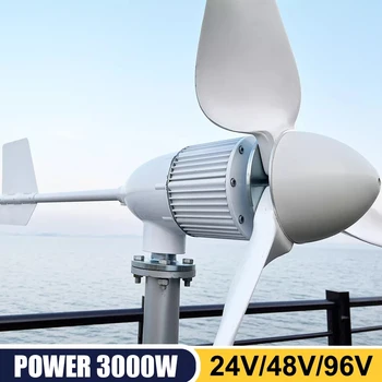 3000 Вт 24 В 48 В Бесплатная Энергия Вне Сети Горизонтальные Домашние Ветряные Турбины Мощность Ветрогенератора Windmil С MPPT Controllerl