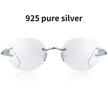Оправы для очков из стерлингового серебра 925 пробы, Натуральное минеральное серебро, очки без оправы высшего качества, женские очки по рецепту
