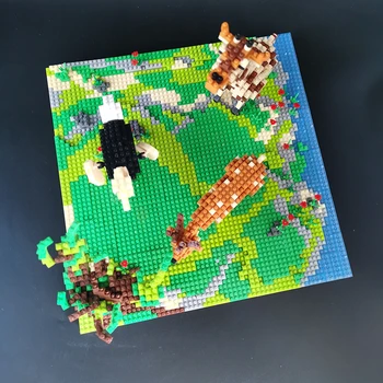 3D модель DIY мини алмазные блоки Кирпичи Строительный Жираф Олень Страус Птица Цветок Река Животный мир Игрушка для детей