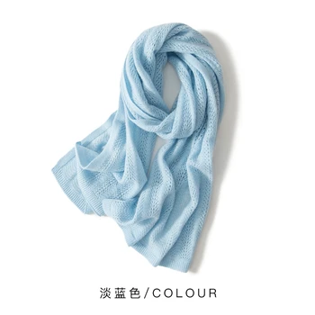 100% чистый кашемировый шарф, женский полый осенне-зимний вязаный теплый шарф из пашмины, нагрудник, теплый воротник двойного назначения
