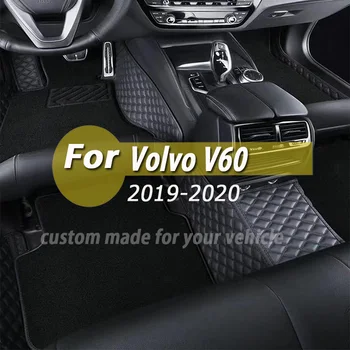 Автомобильные коврики, Внутренние ковры, изготовленные на заказ для Volvo V60 2019 2020, Защитные чехлы для стайлинга автомобилей, Водонепроницаемые кожаные накладки для ног