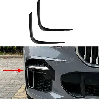 Карбоновое волокно/ABS Черный Разделитель Противотуманных фар Переднего бампера, Накладка на Решетку Радиатора, Декоративная Накладка для BMW X5 G05 M Sport 2019+