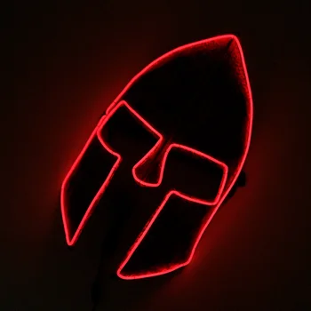 Крутая Красная маска для Хэллоуина, светящаяся светодиодная маска для лица Spartan, Косплей, Неоновая Светящаяся маска для вечеринки 300, Украшение костюма