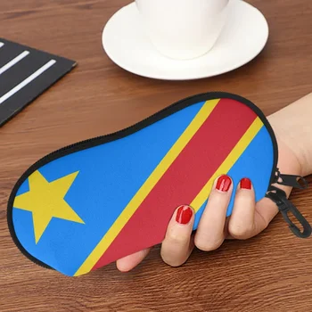 Коробка для хранения солнцезащитных очков для путешествий с принтом флага Конго, Мягкая легкая Маленькая сумка для хранения на молнии, модный чехол, женские сумки для путешествий