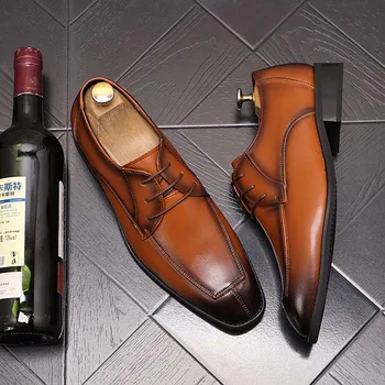 Мужская модельная обувь в британском стиле, деловые туфли из микрофибры с острым носком для официальных мероприятий, Zapatillas Hombre