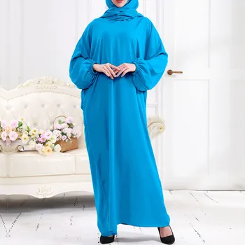 Ид С Капюшоном Мусульманские Женщины Платье-Хиджаб Молитвенная Одежда Полное Покрытие Турция Платье для Рамадана Исламская Одежда Никаб Мусульманское Платье Женщины