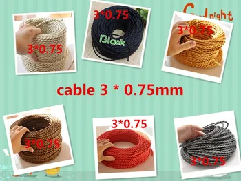 10 м /лот текстильный кабель 3 * 0,75 Кабель Тканевый провод Провода для люстры Плетеный тканевый кабель 3 * 0,75 текстильный кабель 3 жилы