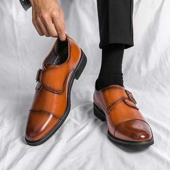Роскошные модельные туфли, мужские итальянские оксфорды из натуральной кожи с острым носком, мужские деловые свадебные туфли с перфорацией типа 