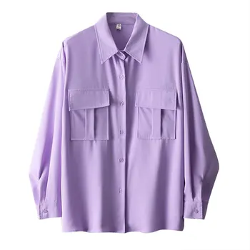 Новая элегантная офисная женская рубашка, женская блузка в корейском стиле, Весна-лето, однотонные шифоновые рубашки с длинным рукавом, Топы blusa mujer