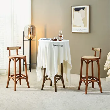 Американские Барные Стулья Bentwood Creative Leisure Chair Cafe Табурет С Высокими Ножками Ротанговый Стул Nordic Art Backrest Высокий Стул для Кухни