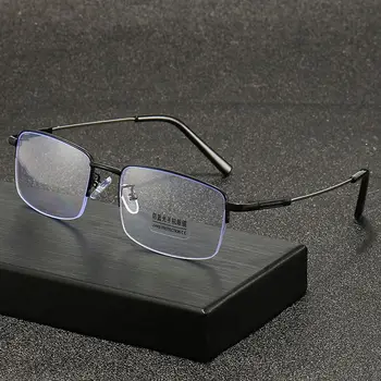Винтажные деловые очки для чтения с синим светом, суперэластичная полукадровая оправа из титана с эффектом памяти, защита глаз, Офисные очки