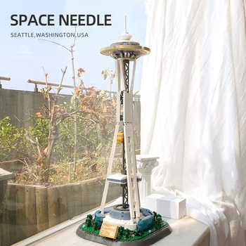 Модель Seattle Space Needle Строительные блоки Всемирно известная архитектура Вид на улицу MOC Сборка Кирпичей Игрушки для детей Подарок