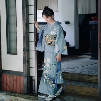 Новое поступление Японского женского костюма для косплея, Оригинальное Платье Юката, Традиционное кимоно с Оби, Танцевальные костюмы для выступлений, Один Размер FF2343