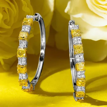 Очаровательные женские модные серьги-кольца серебряного цвета, свадебные серьги, милые хрустальные бело-желтые серьги для женщин