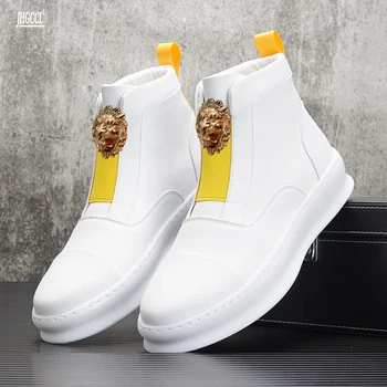 Белые туфли с высоким берцем; мужская новая модная обувь для настольных игр; маленькие белые ботинки, повышающие рост; Корейская версия мужских ботильонов A2