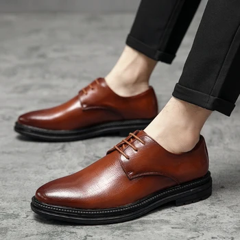 мужская обувь Дизайнерские официальные оксфордские туфли для мужчин Свадебные туфли Кожа Италия Мужские модельные туфли с острым носком Sapato Oxfords Masculino
