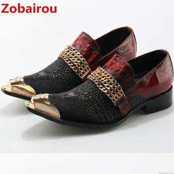 Zobairou/ мужские модельные туфли, лоферы ручной работы, классические вечерние оксфордские золотисто-черные свадебные туфли sapato social masculino, большие размеры 47