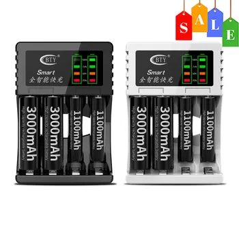 2 Цветных светодиодных зарядных устройства с 4 слотами, умные перезаряжаемые зарядные устройства для аккумуляторов AA/AAA Ni-MH/Ni-Cd, прямая поставка