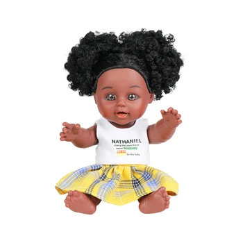 10-дюймовая милая куколка с вьющимися волосами, черная кукла из ПВХ для детей