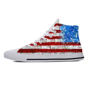 США Флаг Америки Забавная Повседневная Тканевая обувь С высоким берцем Удобные Дышащие Мужские И женские кроссовки с 3D принтом.