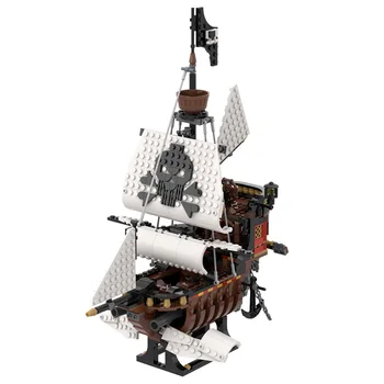 MOC Sky Pirates Набор строительных блоков для корабля-скелета с подставкой для дисплея, Игрушка-конструктор для строительства корабля, игрушка для детей, Рождественский подарок