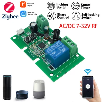 Модуль Переключения Zigbee Tuya 3.0 С Радиочастотным Переключателем 433 МГц, Переключателем 5-32 В, Работающим с Alexa Smartthing Zigbee APP Remote Control