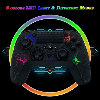 Беспроводной контроллер TJPD для PS4, беспроводной пульт дистанционного управления с уникальным потрескавшимся дизайном/ 8 регулируемых цветов светодиодов