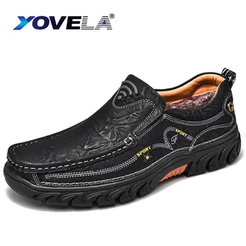 Уличная высококачественная мужская походная обувь из натуральной кожи, повседневная обувь, водонепроницаемая рабочая обувь, лоферы из коровьей кожи, обувь без шнуровки